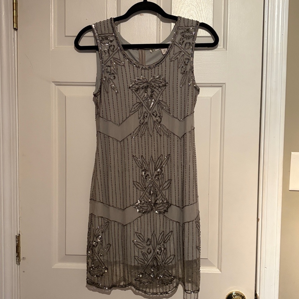 Chelsea & Violet midi sequined shift dress. Size XS.